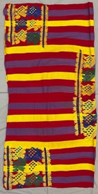 Vintage Guatemalan Handwoven Bird  Motifs Embroidered Faja Sash