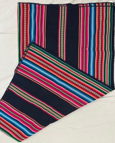 Mexican Wool Serape Vintage Blanket or Rug
