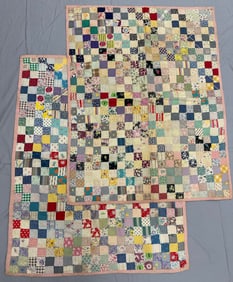 Pair-Handmade Vintage Quilts Nine-Patch Block Pattern