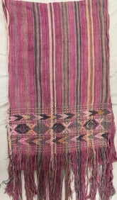 Vintage Bhutanese Flatweave Silk-Cotton Shawl