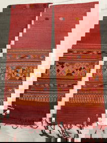 Pair of Handwoven Vintage Silk Scarves