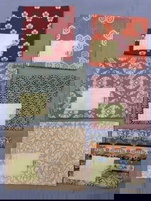 Lot of 6-Vintage Japanese Silk Kobukusa Fragment Set Textile