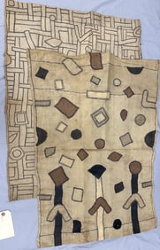 Pair of Traditional Embroidered Kuba Textile