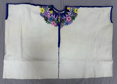 Handwoven Embroidered Vintage Mexican Huipil