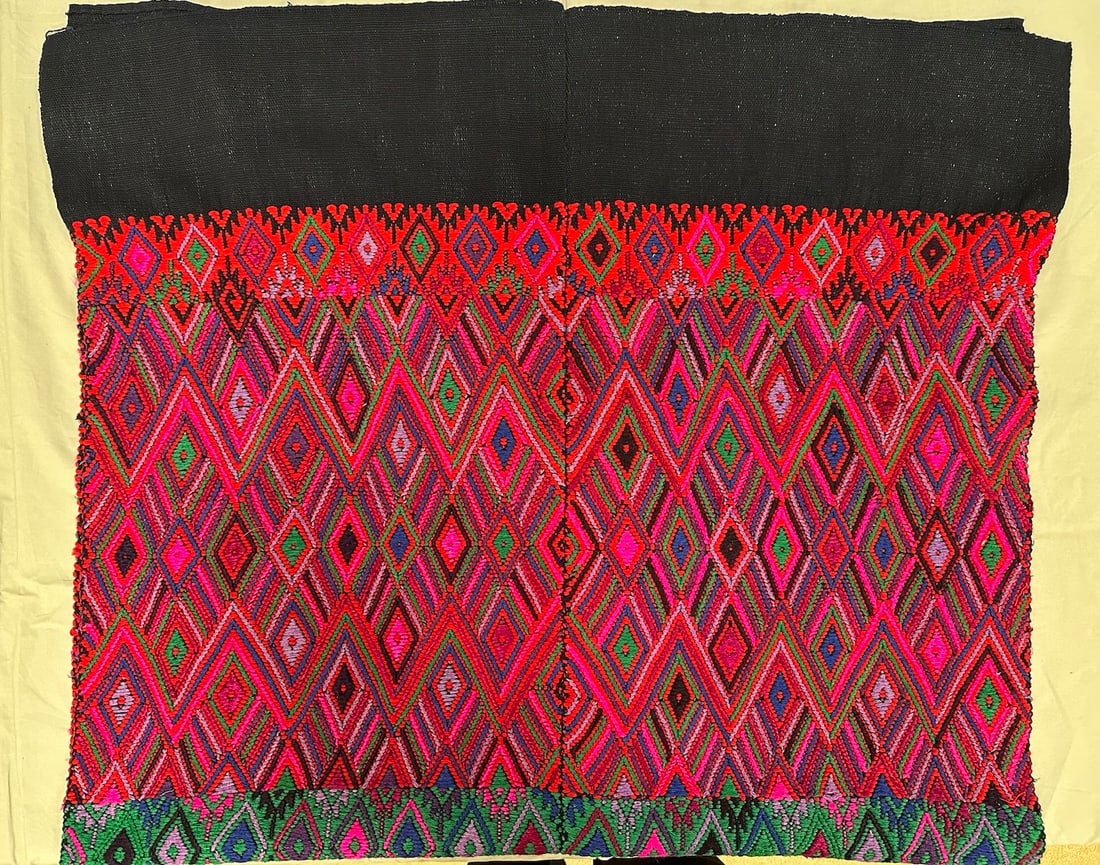 Traditional Handwoven Tube Skirt Central America: Traditional handwoven tube skirt from central America. Holds cultural symbolic meanings. D: 28" x 50".
