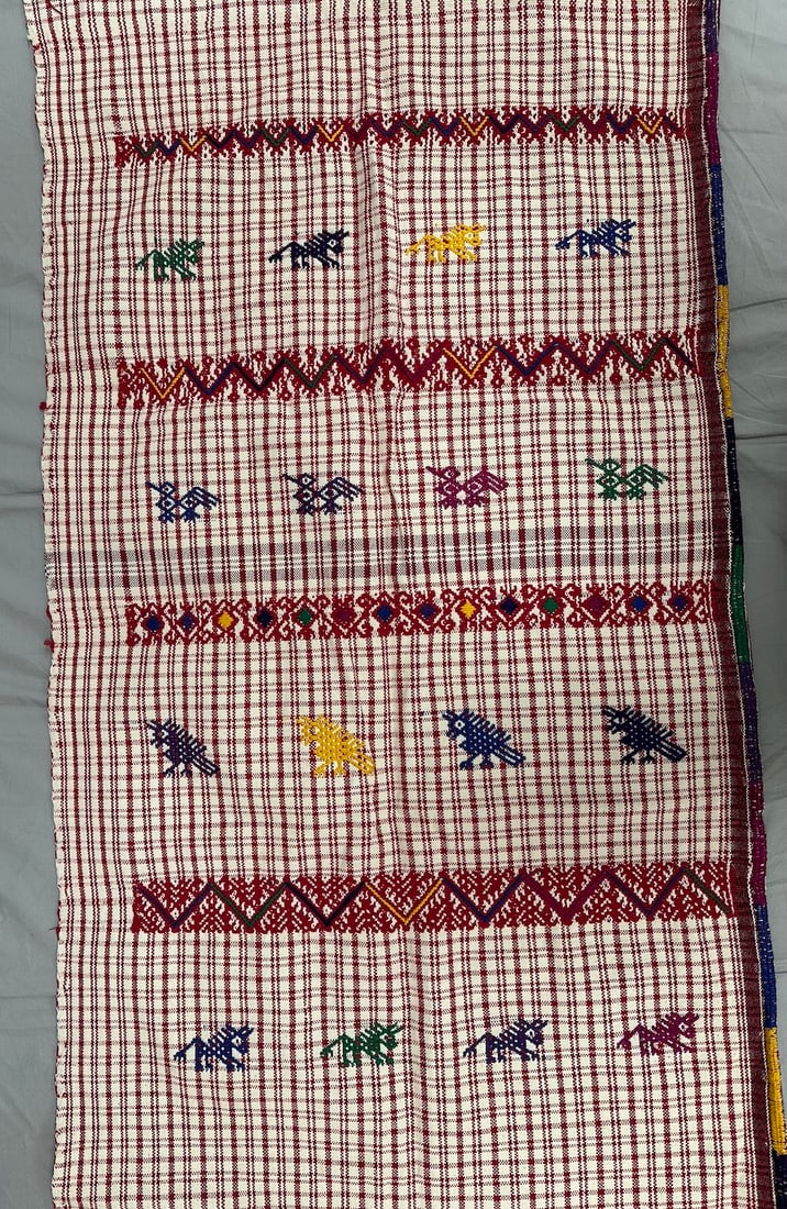 Handwoven Embroidered Cotton Central American Textile (1 of 6)