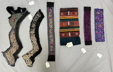 Loft of 6 - Vintage Embroidered Chinese Handsewn Textiles