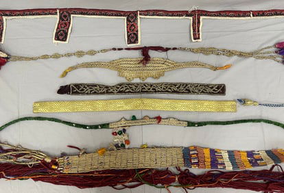 Lot of 8 - Native American and Middle Eastern Belts, Ribbons, Bands