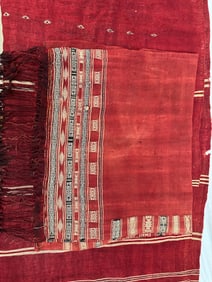 Lot of 2 - Vintage Tunisian Bakhnoug Handwoven Wool Embroidered Wedding Shawls Textiles
