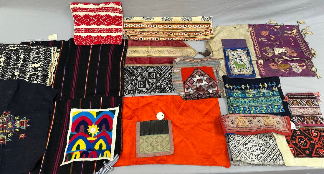 Lot of 19 - Vintage Handmade Handwoven Textiles Fragments Handbags Bands Coverlets (1 of 20)