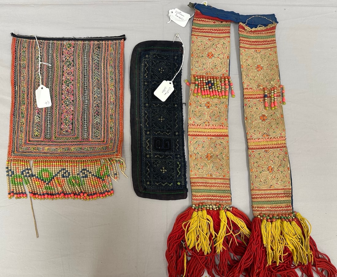 Lot of 3 - Chinese Karen Hmong Embroidered Hill Tribe Textiles (1 of 10)