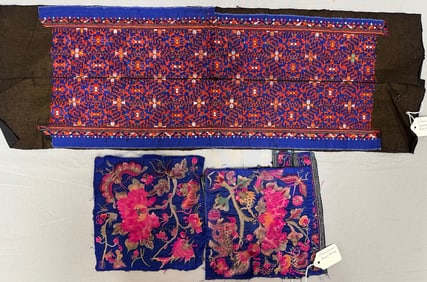 Lot of 2 - Traditional Hmong Embroidered Fragments Textiles