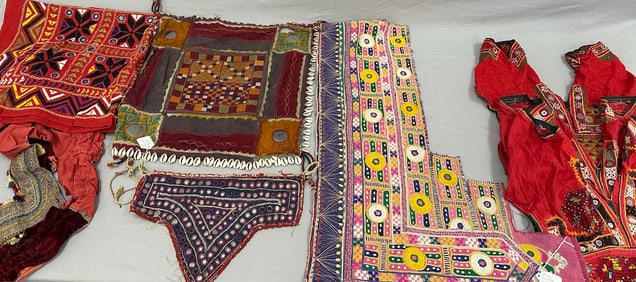 Lot of 8 - Traditional Rajasthan Panels, Dress, Table Cover, Tribal Patch, Traditional Blouse or