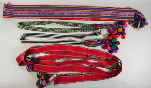 Lot of 3 - Vintage Handwoven Guatemalan Belts