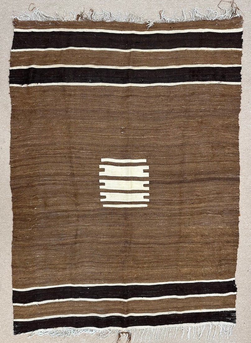 Vintage Turkish Angora Wool Blanket Kilim Rug (1 of 10)