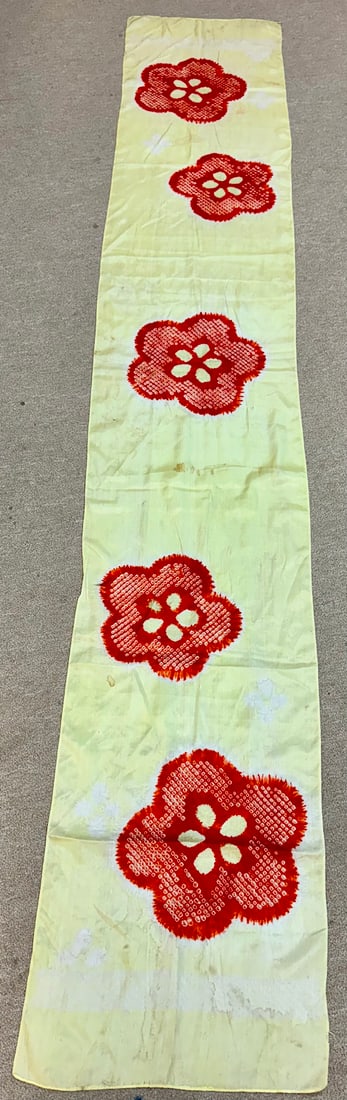 Pure Silk Fabric Shawl: Pure Silk Fabric Shawl w/Floral design. D: 101"l x 17"w.