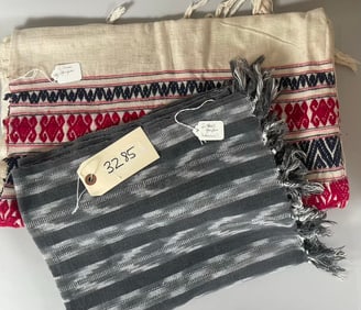 Lot of 2 - Guizhou, Southwest China, Vintage Woven Cotton Embroidery Textile / Indonesian Cotton