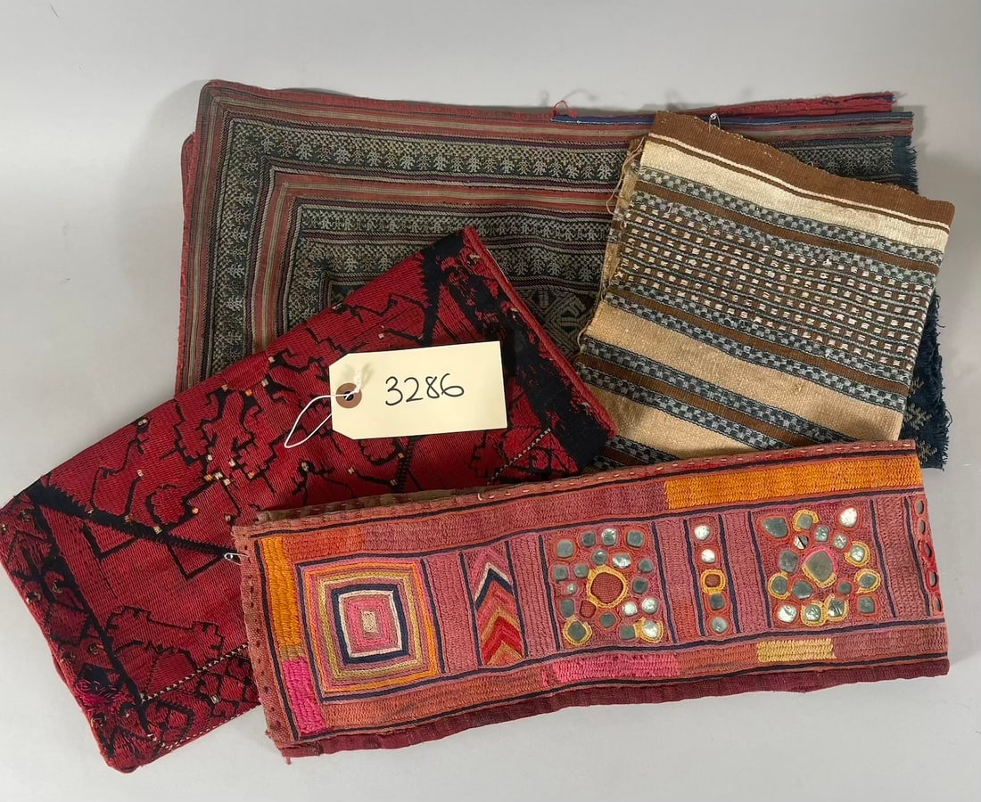 Lot of 4 - Mixed Asian Embroidery Textile (1 of 19)