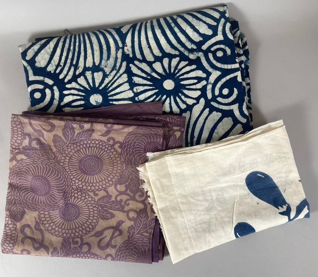 Lot of 3 - Vintage Mixed Asian Textiles Fabrics (1 of 19)