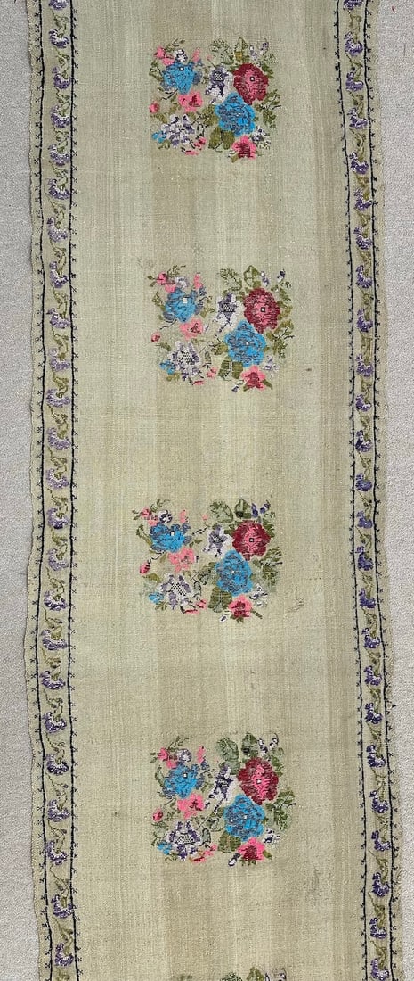 Vintage Turkish Needlepoint Wool Long Kilim Runner Rug (1 of 11)