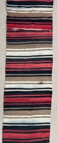 Vintage Handwoven Wool Kilim Rug Runner Turkish Origin with Fringes.