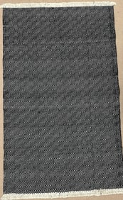 Handwoven Wool Moroccan Rug From Beni Ourain Tribes with Fringe Details