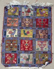 Handwoven Wool Persian Iran Bakhtiari Rug/Kilim with Fringes