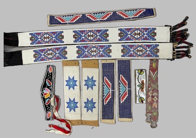 Lot of 9 - Collection of Native American-Style Beadworks Reflecting Cultural Heritage and Artistic