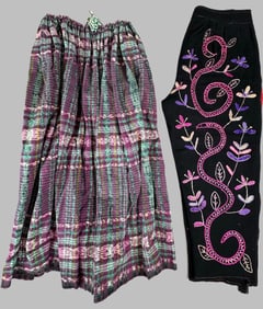 Lot of 2 - Ceremonial Split Pants and Drawstring Skirt Guatemala, Ex Museum
