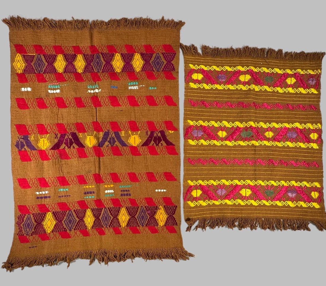 Lot of 2 - Embroidered Traditional Guatemalan Textiles, Ex Museum (1 of 15)