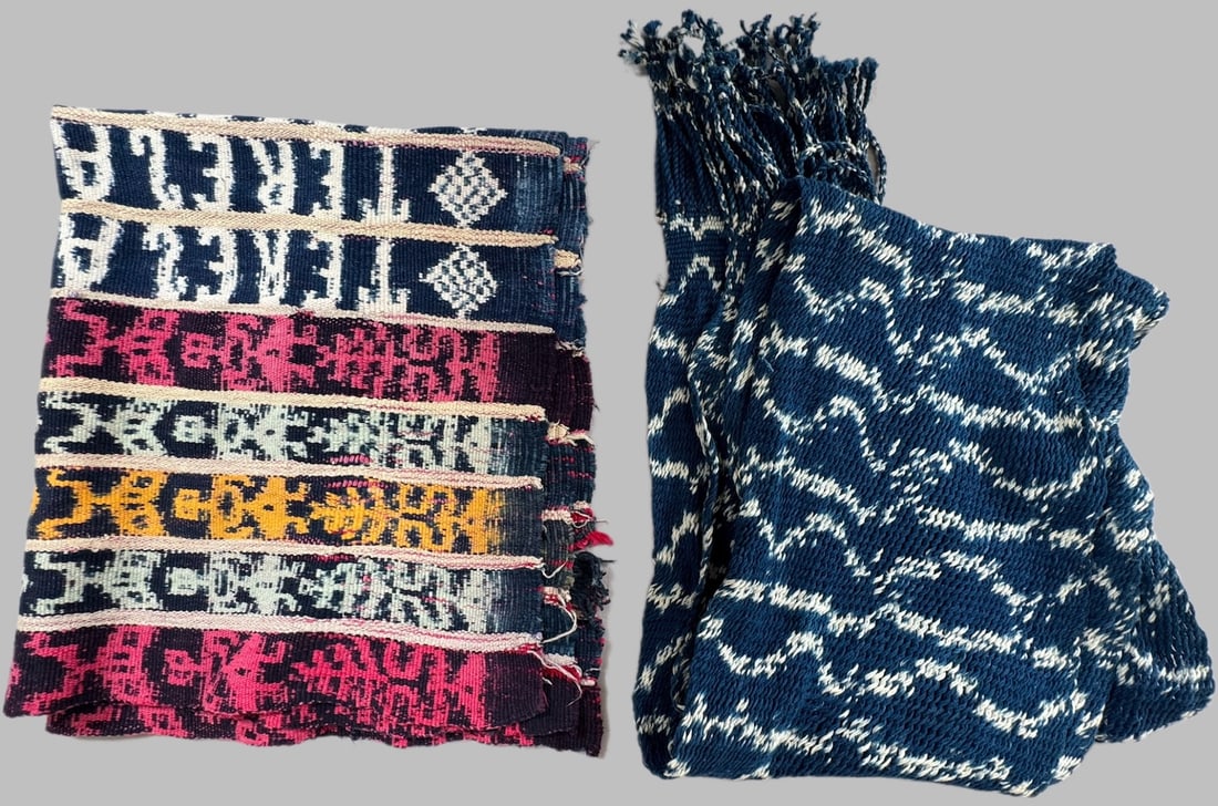 Lot of 2 - Vintage Handmade Handwoven Scarf & Textile, Ex Museum (1 of 13)