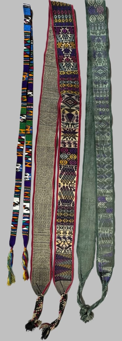 Lot of 3-  Vintage Handmade Woman's Faja Woven Belt Guatemala, Ex Museum (1 of 11)