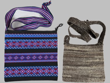 Lot of 2 - Vintage Handmade Handwoven Crossbody Bags Guatemala, Ex Museum