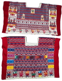 Lot of 2 - Vintage Handmade Huipils Guatemala, Ex Museum