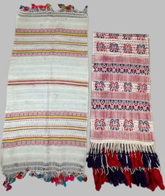 Lot of 2 - Vintage Handmade Ceremonial Shawls Guatemala, Ex Museum