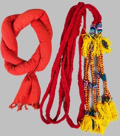 Lot of 2 - Vintage Handmade Women's Tupuy Hair Ornament & Headdress Guatemala, Ex Museum