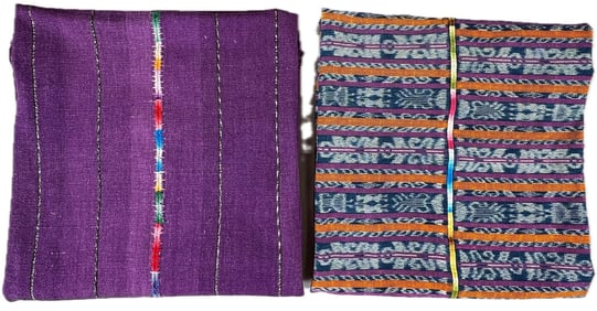 Lot of 2 - Vintage Handmade Solola Corte Guatemala Tube Skirt & Textile, Ex Museum