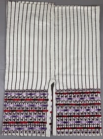 Lot of 2 - Guatemalan Handwoven Huipil & Tribal Pants with Hand-Embroidered Mayan Symbols, Ex Museum