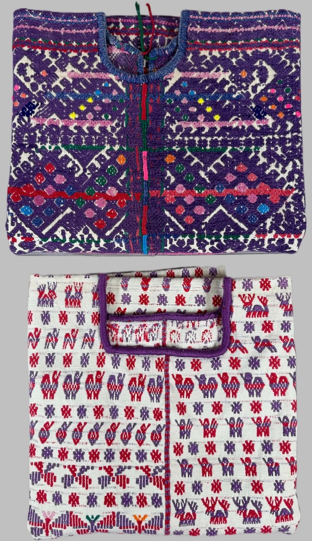 Lot of 2 - Guatemalan Huipils with Hand-Embroidered Patterns, Ex Museum (1 of 14)