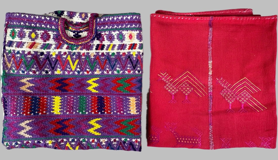 Lot of 2 - Vintage Ceremonial Huipil San Pedro Sacatepequez & Tzute Textile, Ex Museum (1 of 16)