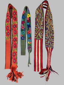 Lot of 3 - Vintage Guatemalan Handwoven Fajas (Belts), Ex Museum