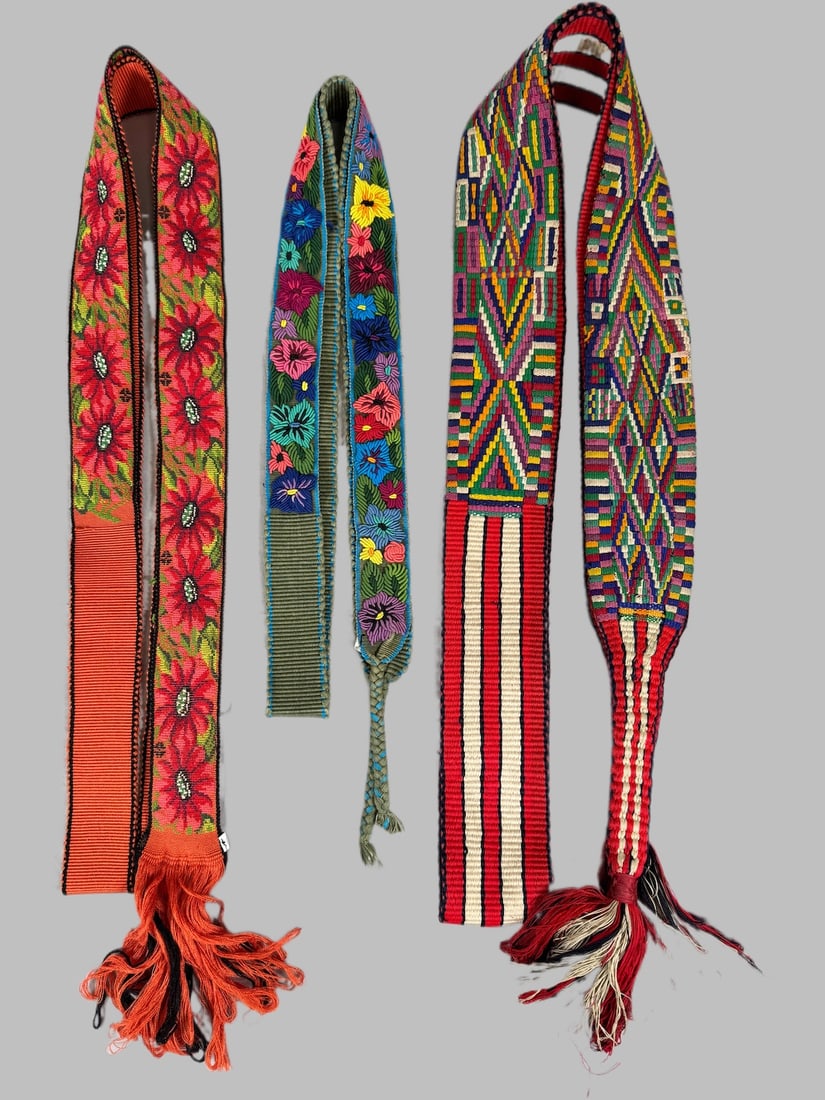 Lot of 3 - Vintage Guatemalan Handwoven Fajas (Belts), Ex Museum (1 of 11)