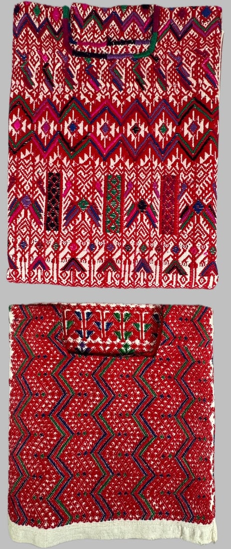 Lot of 2 - Vintage Huipils Central America, Ex Museum: Vintage huipils from Central America. D: Largest 40"L x 37"W, smallest 15"L x 40.5"W. PROVENANCE:From Minneapolis Institute of Art