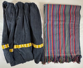 Lot of 2 - Vintage Guatemalan Male Carrying Cloth & Corte (Skirt), Ex Museum