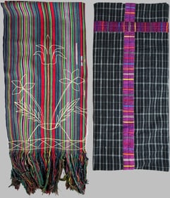 Lot of 2 - Vintage Woman Corte/Mayan Tube Skirt & Handwoven (Nebaj) Tocoyal Textile/Tapestry, Ex