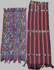 Lot of 2 - Vintage Handwoven (Nebaj) Guatemalan Tzute & Rebozo, Ex Museum