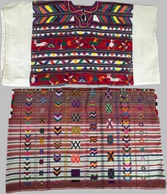 Lot of 2 - Vintage Huipil San Pedro Necta & Mayan Ceremonial Huipil Nebaj, Ex Museum