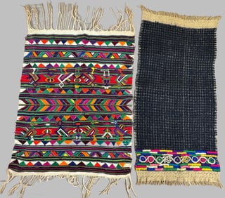 Lot of 2 - Vintage Guatemalan Woven Textile & Men's Ponchito, Ex Museum