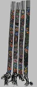 Lot of 4- Vintage Beaded Guatemalan Faja Bohemian Belts, Ex Museum