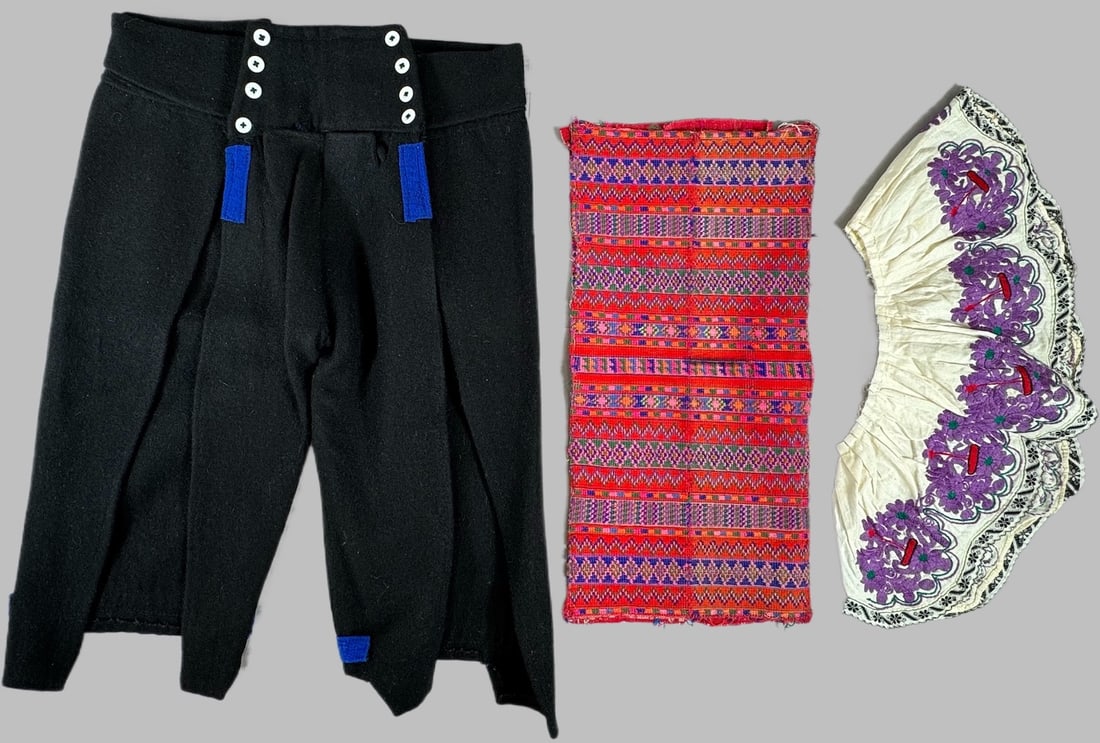 Lot of 4 - Vintage Guatemalan Collars, Ruffled Collar & Men's Pants, Ex Museum (1 of 18)